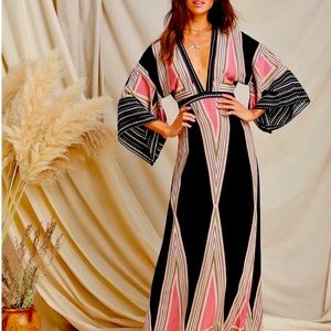 NWT Lulu’s Montecito Print Maxi Dress